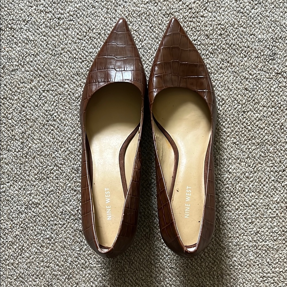 Nine West Brown Croc-Embossed Women's Heels
